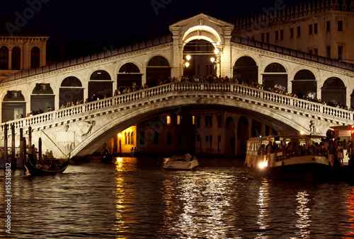 Venice, Rialto bridge at night