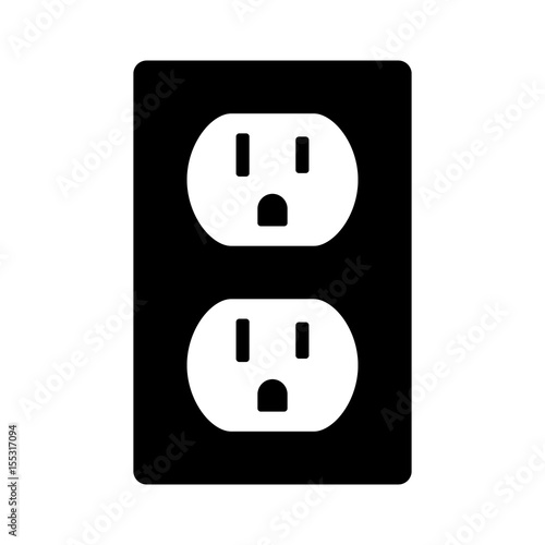 Two NEMA 5-15 grounded power outlet / ac socket flat vector icon for apps and websites photo