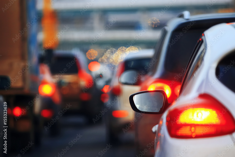 Evening traffic jam in the city Evening traffic jam in the city
