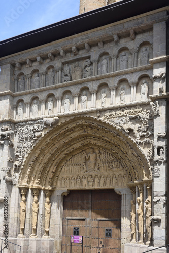 Entrande door of Santa Maria la Real, Sanguesa, Navarra, Spain photo