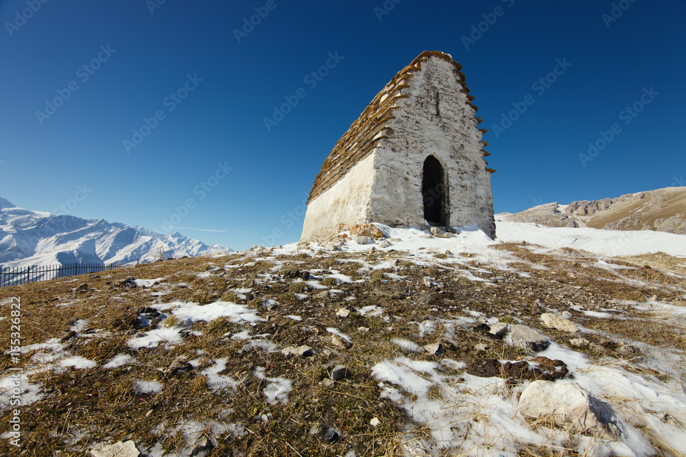 Ancient pagan temple on a mountain top. The Republic of Ingushetia. Ancient pagan temple on a mountain top. The Republic of Ingushetia.