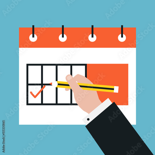 Time management and planning events flat vector illustration design. Business concept for date planning, organizing events and events management. Icon design for web banners and apps