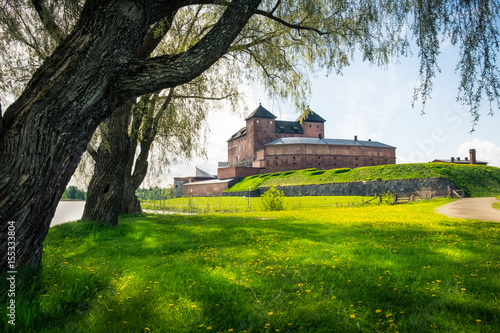 Medieval castle in the city of Hameenlinna, Finland at spring photo