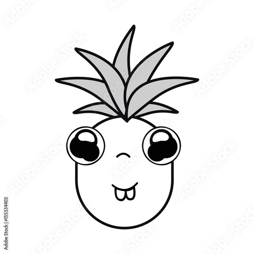 silhouette kawaii cute shy pineapple vegetable