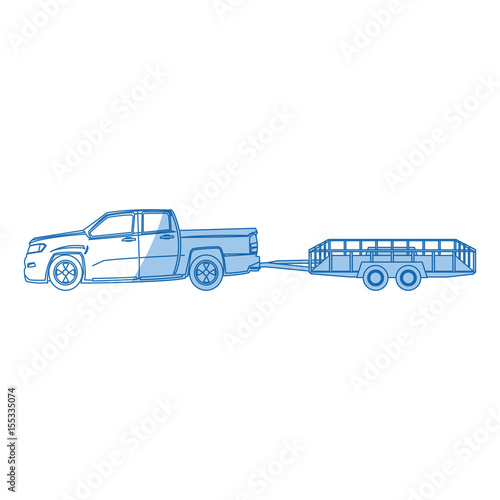 pickup truck trailer cargo shipping image vector illustration