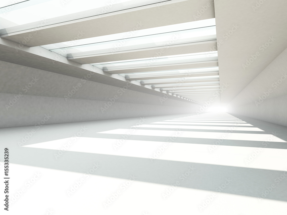 Fototapeta premium Abstract modern architecture background, empty white open space interior. 3D rendering