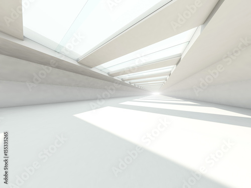 Abstract modern architecture background, empty white open space interior. 3D rendering photo