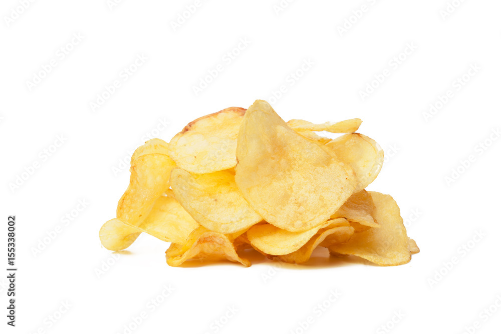 Potato chips isolated on white Potato chips isolated on white