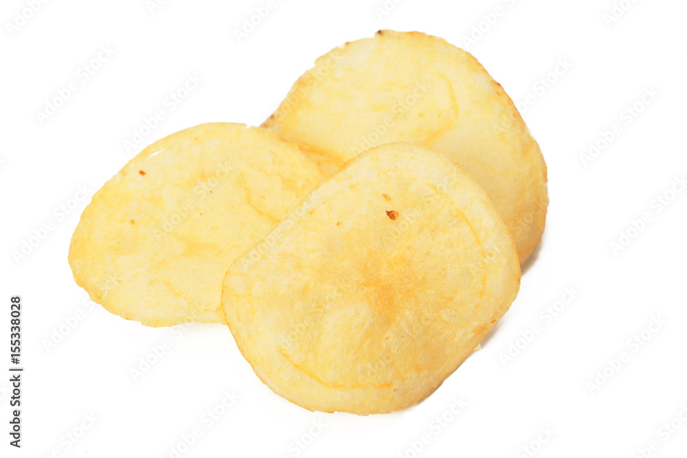 Potato chips isolated on white