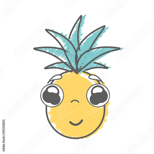 kawaii cute shy pineapple vegetable