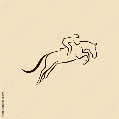 Tablou canvas Jumping horse vector illustration