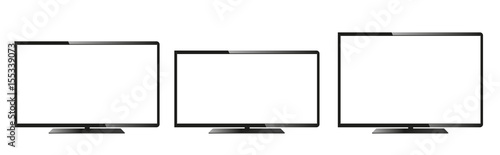 Frontal view of widescreen tv monitor. Collection vector images