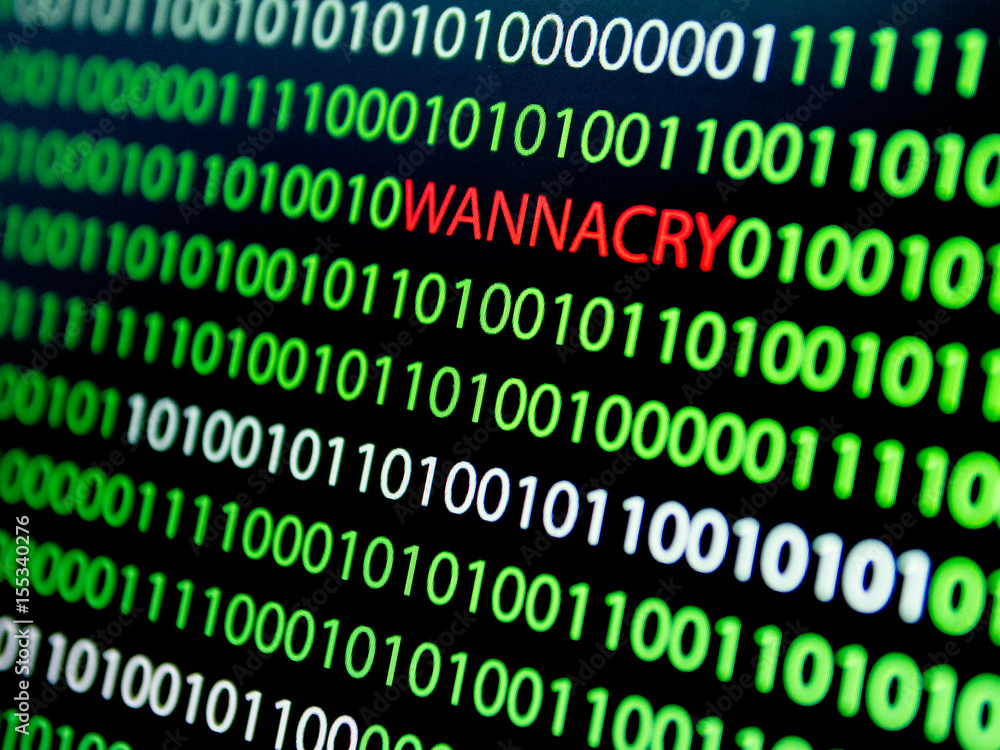 Binary Code Screen, Wannacry Virus Binary Code Screen, Wannacry Virus