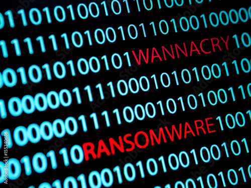 Binary Code Screen, Wannacry Virus, Ransomware