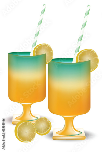 Fruits cocktail summer vector illustration