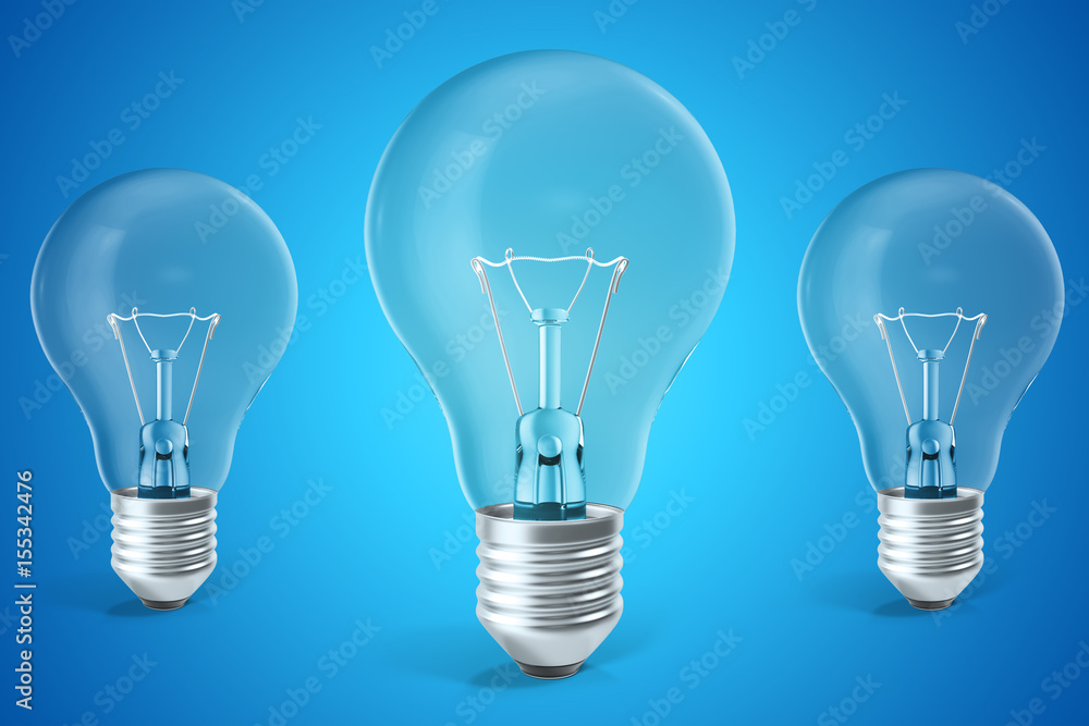 Three ligh bulb concept of ideas, innovation. 3d rendering Three ligh bulb concept of ideas, innovation. 3d rendering