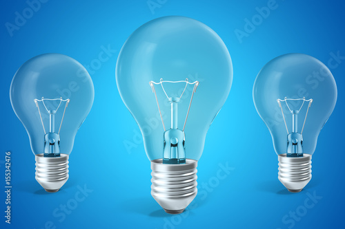 Three ligh bulb concept of ideas, innovation. 3d rendering