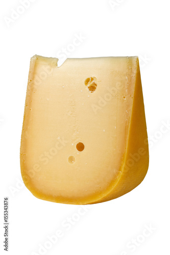 Old cheese slice isolated with clipping path
