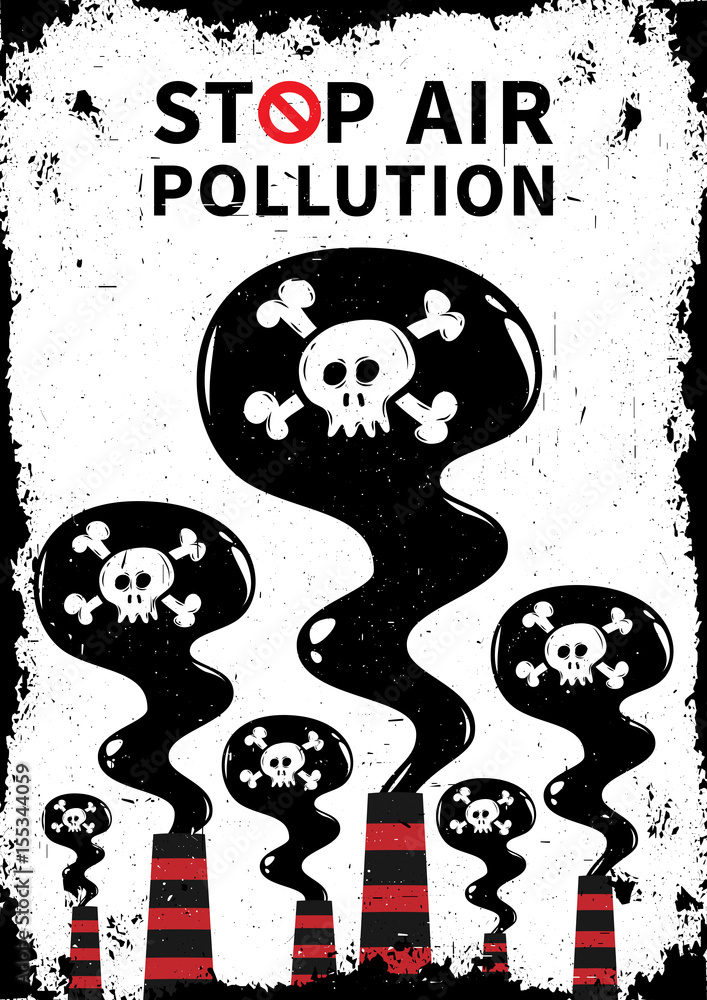 Vector artistic pen and ink drawing illustration of smoke coming from  industry or factory smokestacks or chimneys into air. Environmental concept  of air pollution. Stock Vector | Adobe Stock