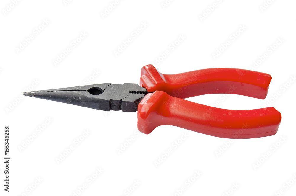 Red and black pointed pincers craft isolated on white Red and black pointed pincers craft isolated on white