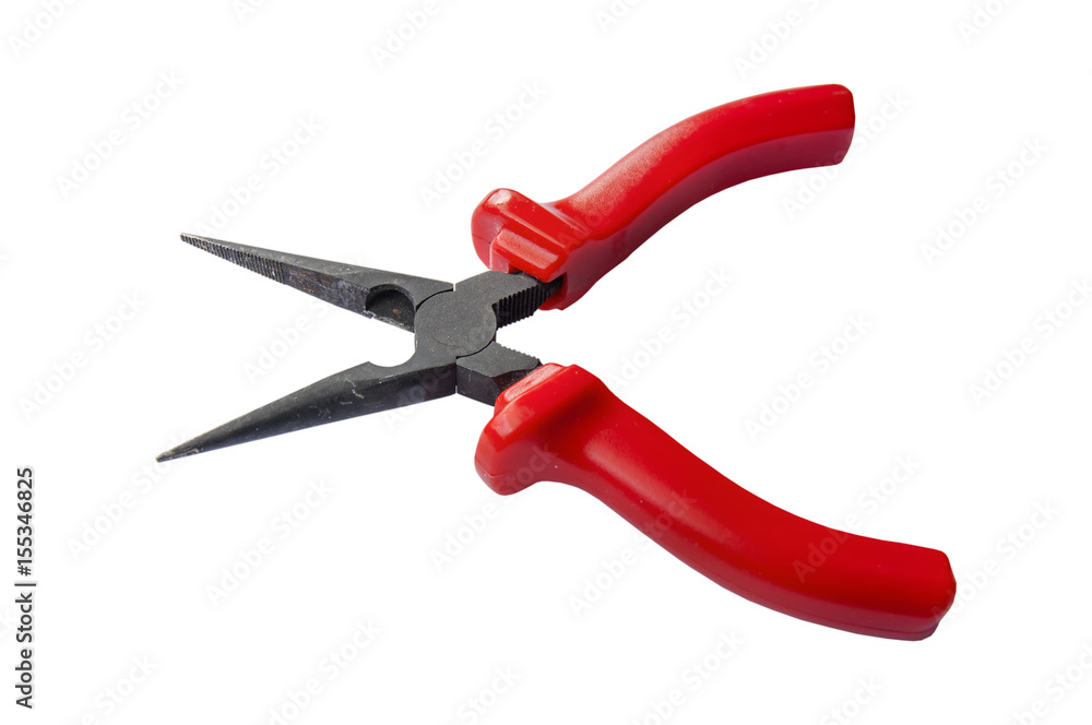 Red and black pointed pincers craft isolated on white Red and black pointed pincers craft isolated on white