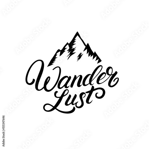 Wanderlust hand written lettering.