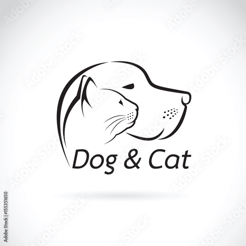 Vector of a dog and cat on white background. Pet.