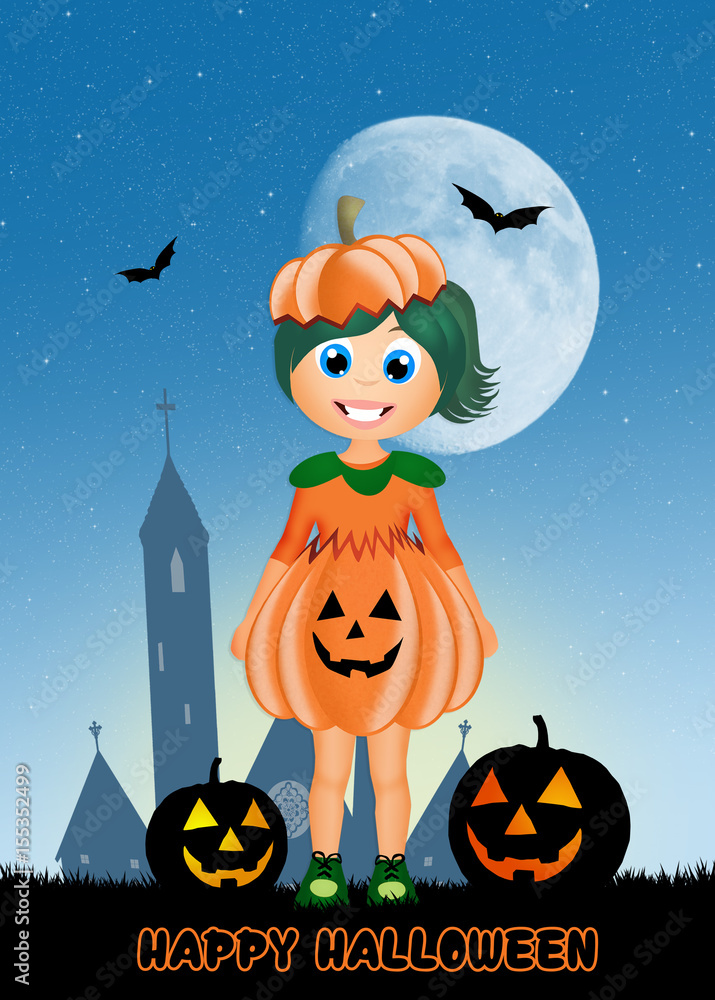 Fototapeta premium illustration of Halloween postcard
