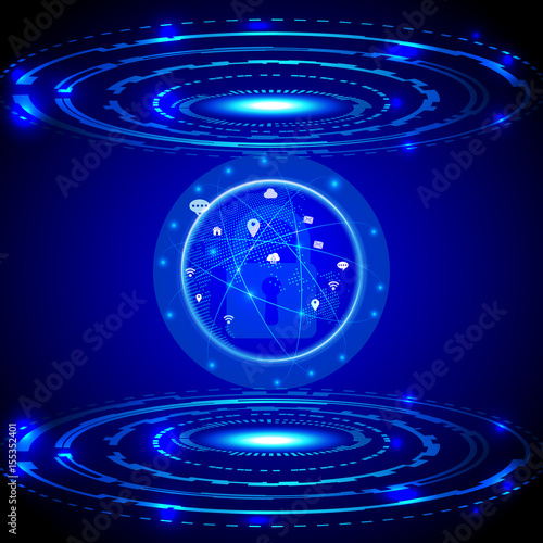 Security technology global communication background vector