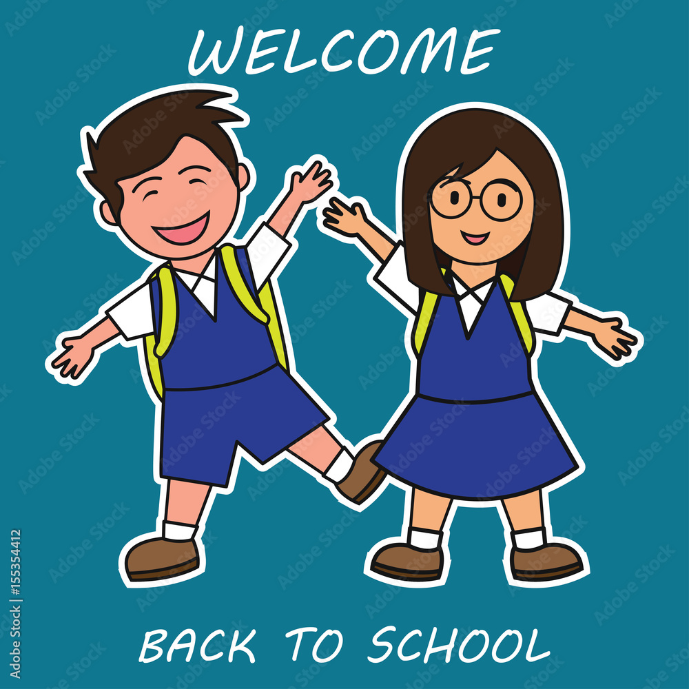 welcome back to school cartoon concept. vector illustration welcome back to school cartoon concept. vector illustration