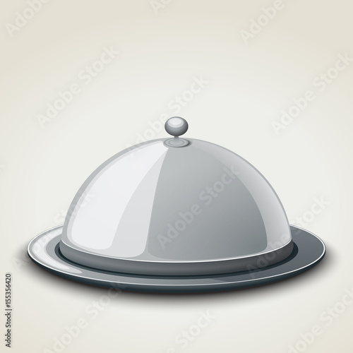 Grey kitchen tray for restaurant, icon, isolated on white