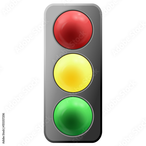 Realistic cartoon traffic lights icon isolated on white