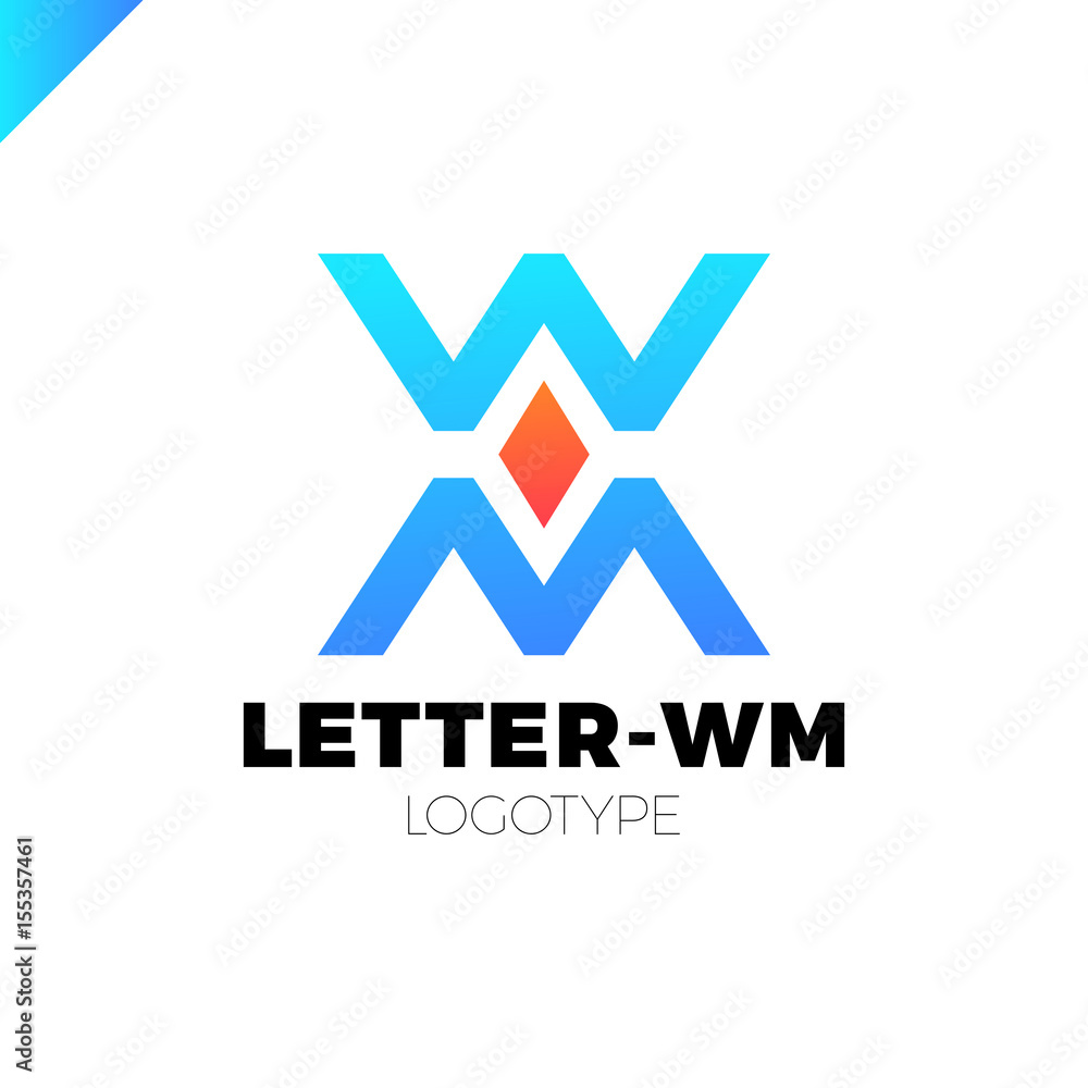 Bank or finance organization letter M or W logo template. Marketing rate simple logotype