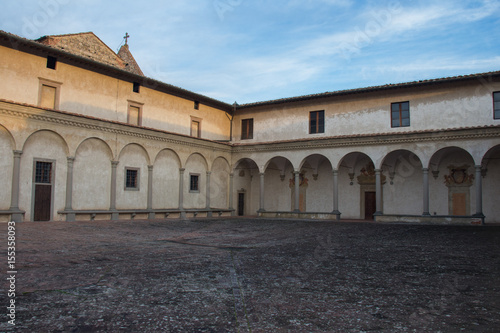 Fore courtyard of Florence Charterhouse church. Certosa di Galluzzo di Firenze. Italy.