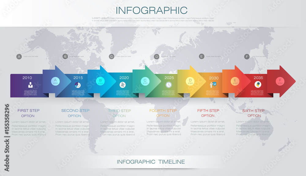 Vector infographics timeline design template with 3D paper label and ...