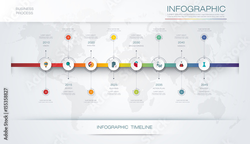 Vector infographics timeline design template with 3D paper label and graph 8 steps options. For workflow layout diagram, infograph business, infographic, flowchart, process diagram, time line, chart