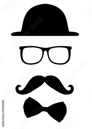 Brille, Bart und Hut