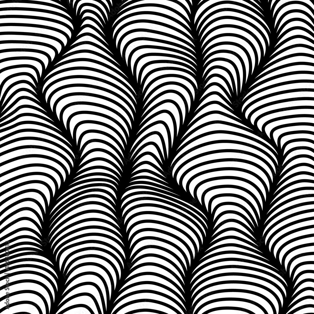Abstract isolated black and white waved stripes vector background. Optical illusion Abstract isolated black and white waved stripes vector background. Optical illusion