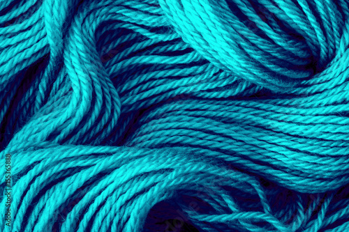 Photo Close up the blue yarn thread as abstract  background