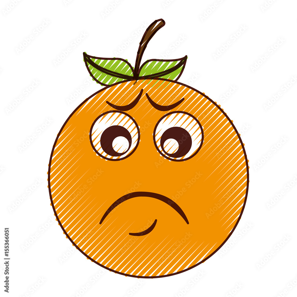 Fototapeta premium sad orange character kawaii style vector illustration design