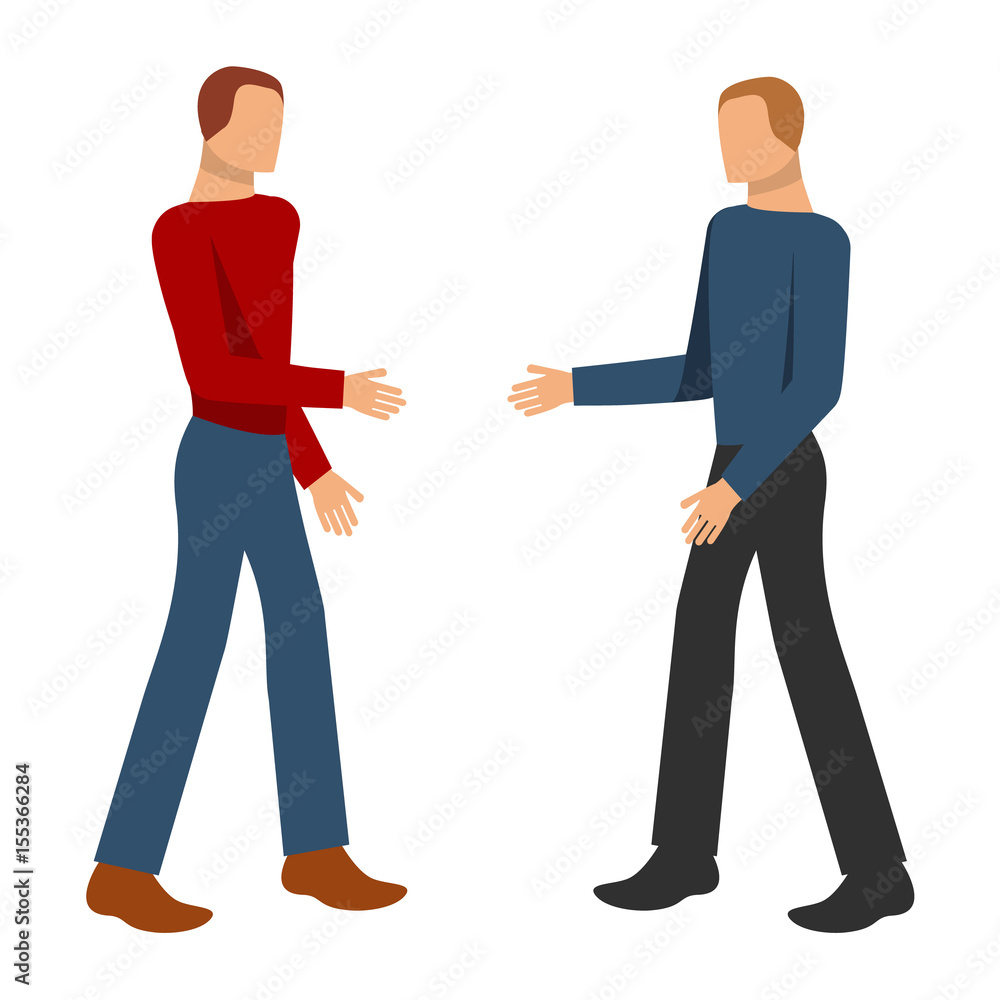 Set men Cartoon character the flat style vector infographic illustration.The men welcoming each other. Portrait of cheerful business man over white background. Set men Cartoon character the flat style vector infographic illustration.The men welcoming each other. Portrait of cheerful business man over white background.