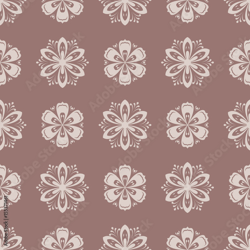 Floral wallpaper. Brown seamless pattern as textile background