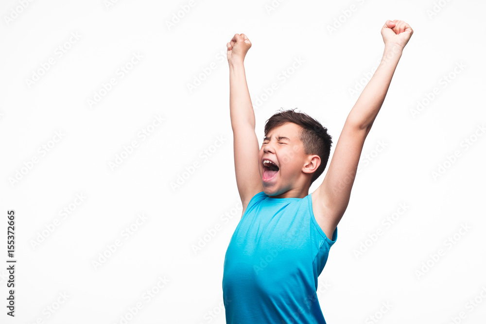 Expressive shouting young boy Expressive shouting young boy