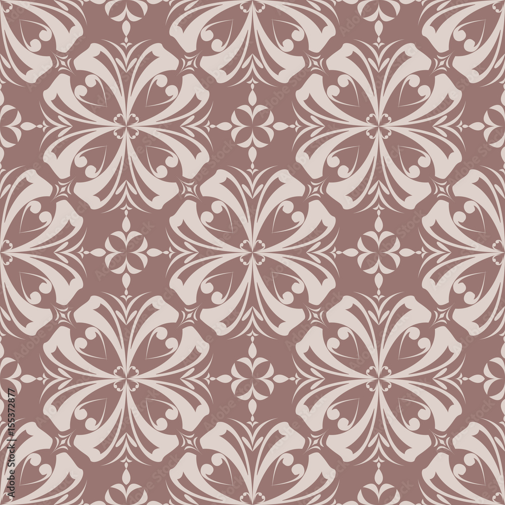 Floral wallpaper. Brown seamless pattern as textile background Floral wallpaper. Brown seamless pattern as textile background