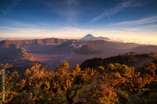 Mount Bromo volcano during sunset