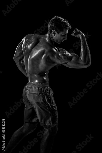 Wallpaper Mural Strong Athletic Man Fitness Model posing back muscles, triceps o Torontodigital.ca