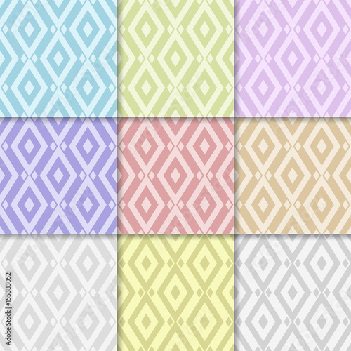 Abstract geometric background. Collection of colored seamless pattern