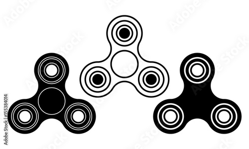 Hand fidget spinner toy icons set.