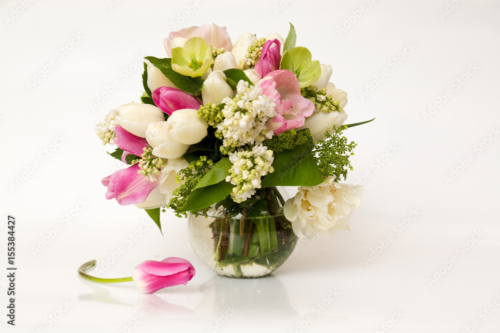 Spring flowers on a white background