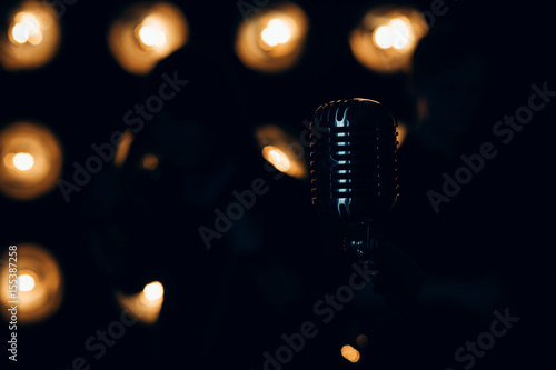 Photography microphone close-up black background